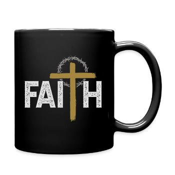 Faith Cross Crown Christian Grunge Style Design - Tasse einfarbig - Schwarz - Rechts
