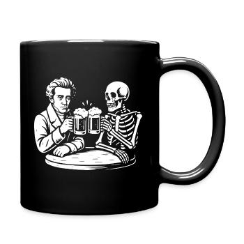 Soren Kierkegaard trinkt Bier mit Skelett - Tasse einfarbig - Schwarz - Rechts