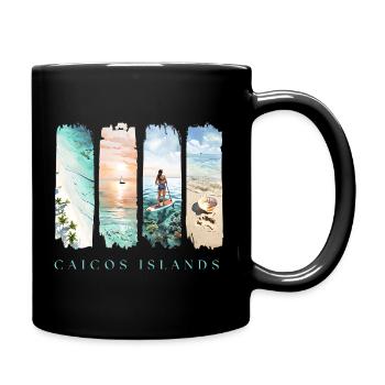 Design des îles Caïques – Motif plage des Caraïbes - Mug uni - noir - Droite