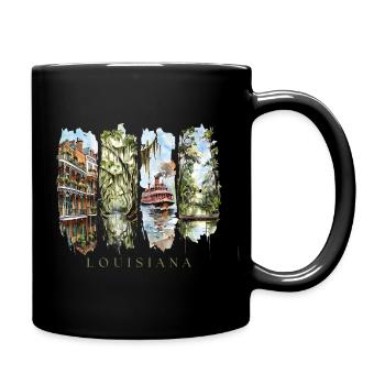 Louisiana Vacation Travel – Bayou & New Orleans - Full Colour Mug - black - Right
