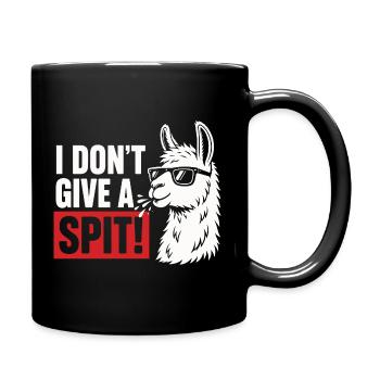 I Don't Give A Spit Lama Spruch Shirt - Tasse einfarbig - Schwarz - Rechts
