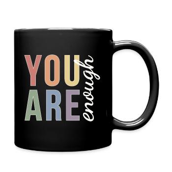 You Are Enough Typography in Pastel Pride - Full Colour Mug - black - Right