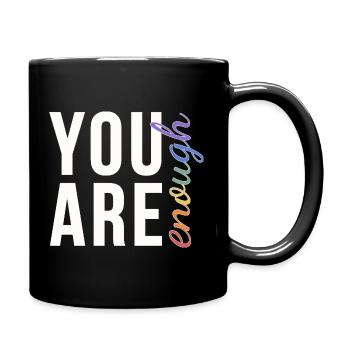 You Are Enough Typography Rainbow Pride - Full Colour Mug - black - Right