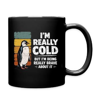 Vintage Penguin Humor I'm Really Cold Brave - Full Colour Mug - black - Right