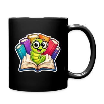 Cheerful Bookworm - Full Colour Mug - black - Right