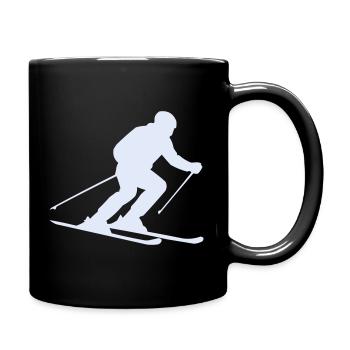 Schneeskizze: Skifahrer Silhouette - Tasse einfarbig - Schwarz - Rechts