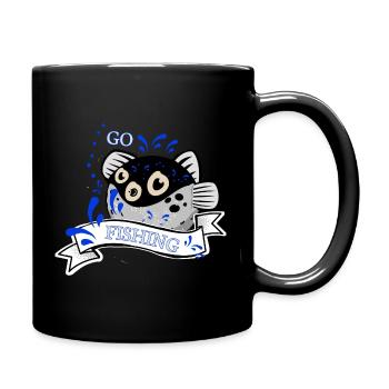 Go fishing day - Tasse einfarbig - Schwarz - Rechts