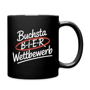 Bier Buchstabierwettbewerb Malle Party JGA Herren - Tasse einfarbig - Schwarz - Rechts