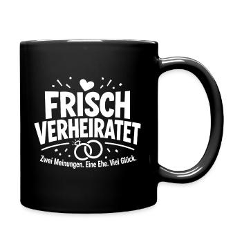 Frisch verheiratet, Viel Glück. - Tasse einfarbig - Schwarz - Rechts