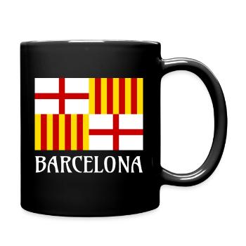 Flag Red White Yellow Barcelona Patriotic Banner - Full Colour Mug - black - Right