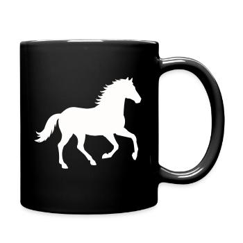 Silhouette eines wilden Pferdes - Tasse einfarbig - Schwarz - Rechts