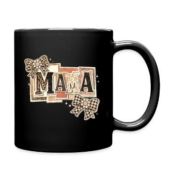 Mama Leopard und Bögen | Muttertagsgeschenk - Tasse einfarbig - Schwarz - Rechts