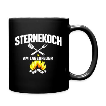 Sternenkoch am Lagerfeuer - Tasse einfarbig - Schwarz - Rechts