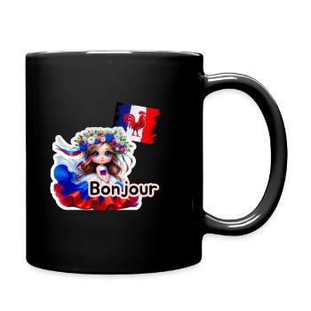 Bonjour Kawaii Fête Française - Mug uni - noir - Droite