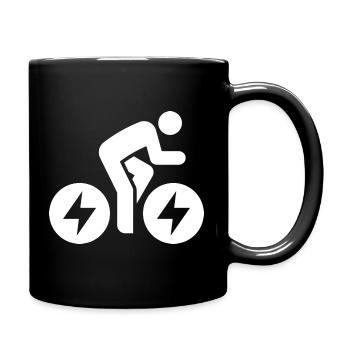 E-bike, E-Biker, Fahrradtour - Tasse einfarbig - Schwarz - Rechts
