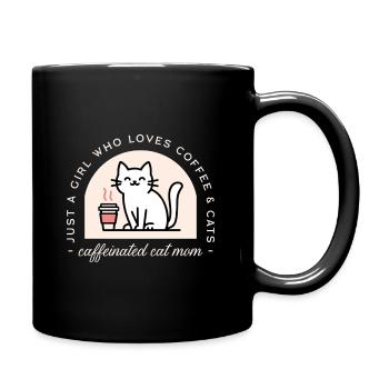 Katzenmama und Kaffeeliebhaberin - Tasse einfarbig - Schwarz - Rechts