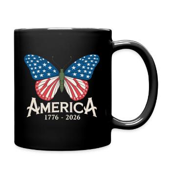 America 250 Patriotic Butterfly 4th of July - Full Colour Mug - black - Right