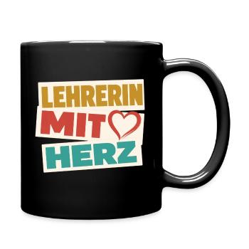Lehrerin mit Herz!  - Tasse einfarbig - Schwarz - Rechts