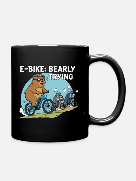 E-Bike versucht kaum Funny Grizzly - Tasse einfarbig - Schwarz