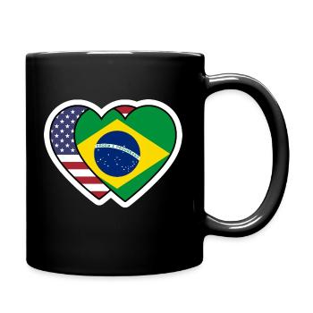 Sticker Cœurs USA Brésil - Design Drapeau  - Mug uni - noir - Droite