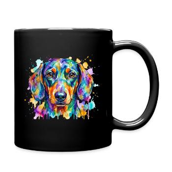 Rainbow Dog Watercolor Portrait - Full Colour Mug - black - Right