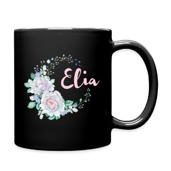 Elia Flower Wreath in Watercolor - Full Colour Mug - black - Right