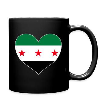 Syria Heart with Syrian Flag for Freedom - Full Colour Mug - black - Right
