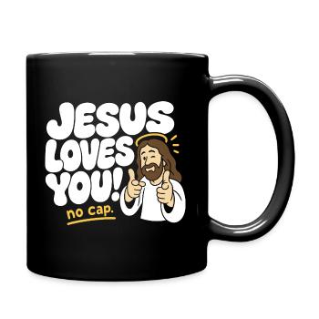 Jésus t’aime sans casquette - Mug uni - noir - Droite