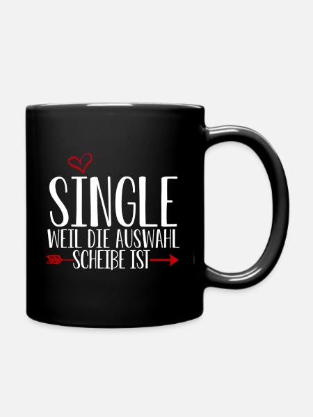 Single Humor mit Herz und Pfeil - Tasse einfarbig - Schwarz