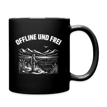 Offline und Frei - Tasse einfarbig - Schwarz - Rechts