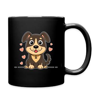 Kleines Hündchen mit Schlappohren (Comic) - Tasse einfarbig - Schwarz - Rechts