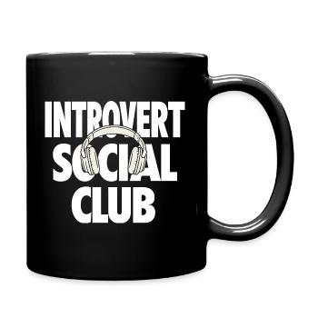 Introvert Social Club mit Kopfhörern - Tasse einfarbig - Schwarz - Rechts