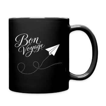 Bon Voyage Papierzug Flugzeug Motiv - Tasse einfarbig - Schwarz - Rechts