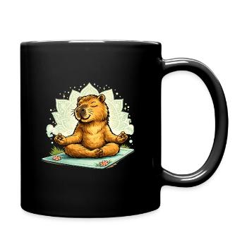 Douce capybara faisant du yoga - Mug uni - noir - Droite
