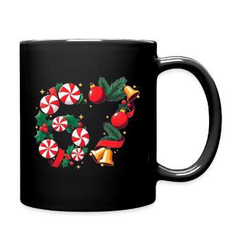 Peppermint Wreath Holiday Cheer - Full Colour Mug - black - Right