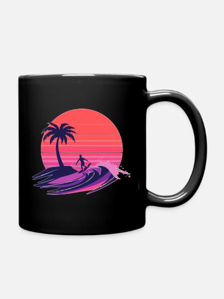 Sunset Wave Rider - Full Colour Mug - black