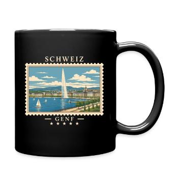 Schweiz Genf Vintage Reisemarke - Tasse einfarbig - Schwarz - Rechts