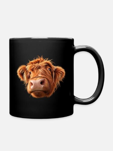 Highland Cow is watching - Tasse einfarbig - Schwarz