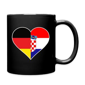 Deutsch-Kroatisches Flaggenherz - Tasse einfarbig - Schwarz - Rechts