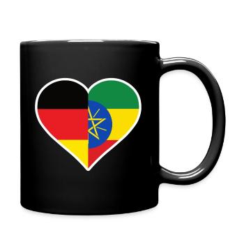 Deutschland und Äthiopien Herz - Tasse einfarbig - Schwarz - Rechts
