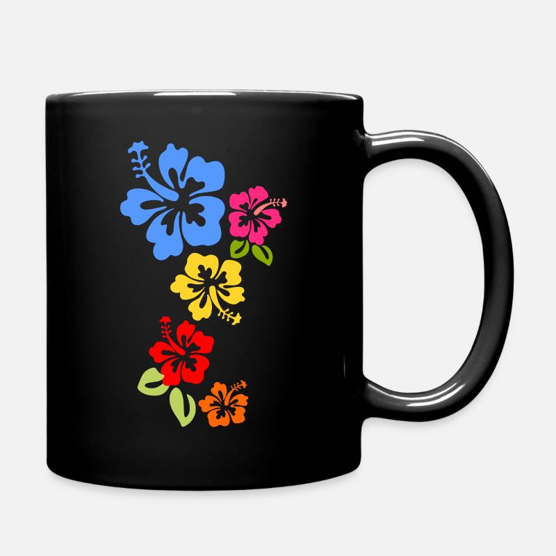 Hibiskus Blüten bunte Hawaii Blumen Sommer - Tasse einfarbig - Schwarz