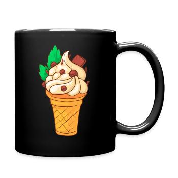 Eis Speiseeis Eiskrem Eiscreme Kugeleis Eisbecher - Tasse einfarbig - Schwarz - Rechts