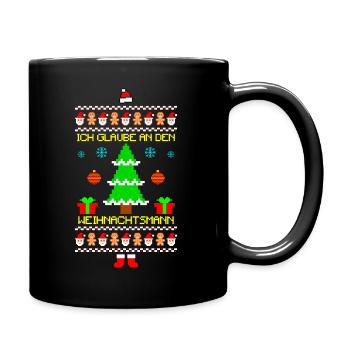 Ich glaube an Nikolaus Ugly Xmas - Tasse einfarbig - Schwarz - Rechts