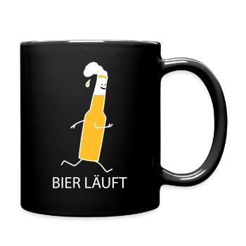 Bier läuft - Tasse einfarbig - Schwarz - Rechts