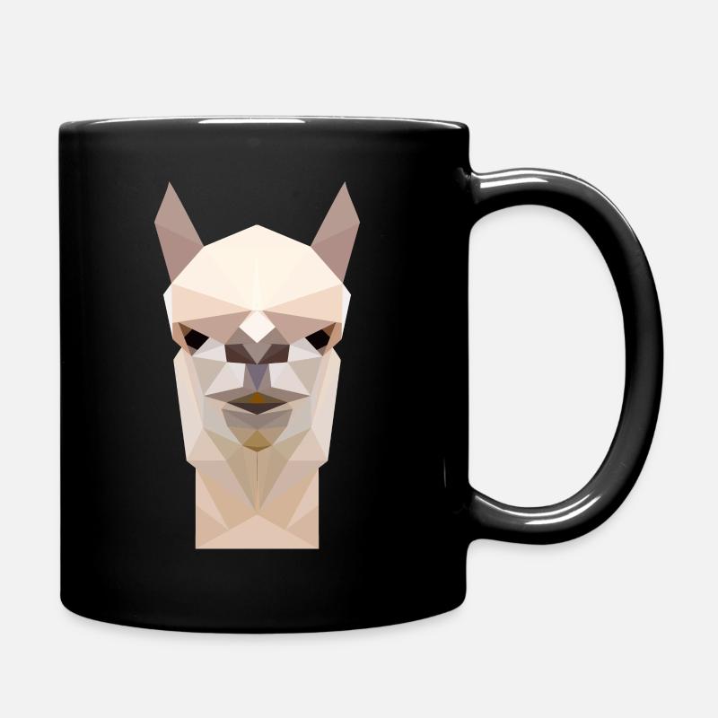 Lama Alpaka Gesicht- polygonal 3d Geschenk - Tasse einfarbig - Schwarz