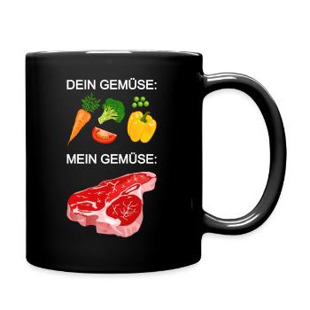 Meat, vegetable steak, carnivore, grill - Full Colour Mug - black - Right