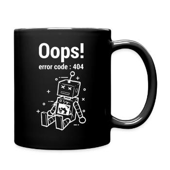 Oops Fehler 404 Grafik - Tasse einfarbig - Schwarz - Rechts