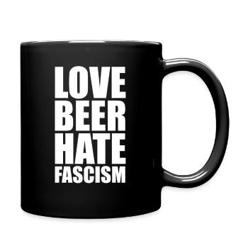 LOVE BEER HATE FASCISM - Full Colour Mug - black - Right