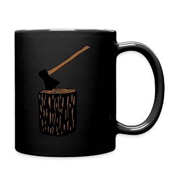 Ax and tree trunk - Full Colour Mug - black - Right