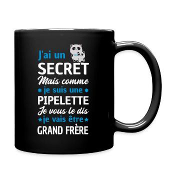 jai un secret / je vais être grand frère - Mug uni - noir - Droite